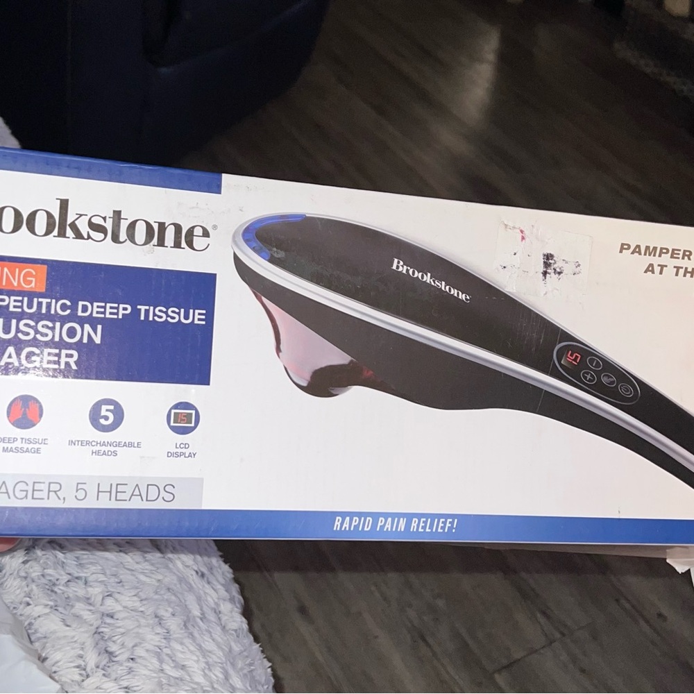 Brookstone Therapeutic Deep Tissue Massager - Blue and White